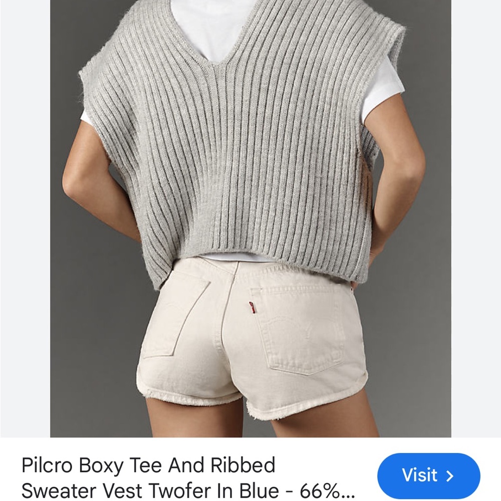 Pilcro Gray V-Neck Sweater Vest